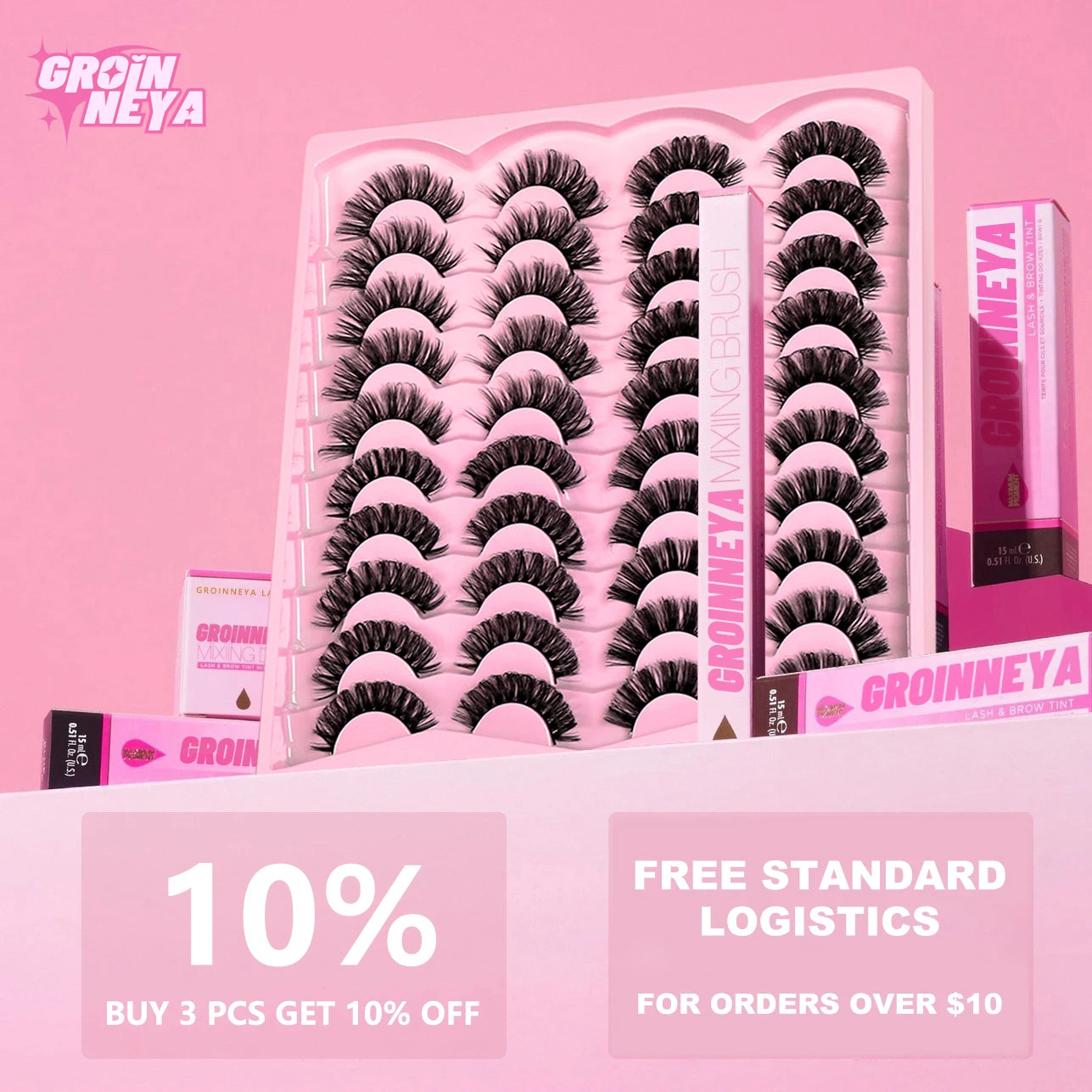 GROINNEYA 5/20 Pairs Russian Strip Lashes, DD Curl, Natural Lashes, 4 Styles, Eyelash Extensions