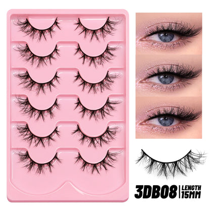 GROINNEYA Manga Lashes, 3D Fluffy Cross Wispy Cat Eye, Natural Extension Look