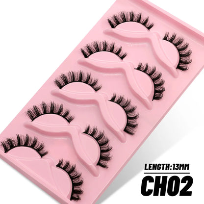 GROINNEYA 5/7/9 Pairs Eyelashes Faux Mink Eyelashes Extension Natural False Eyelashes 3D Wispy Lashes Manga Lashes