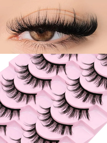 GROINNEYA Manga Faux Mink 3D Lashes, Fluffy Cross Wispy, Natural Extension Look