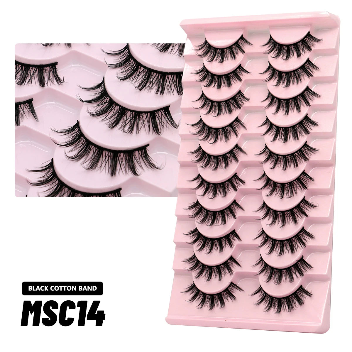 GROINNEYA 5/10 Pairs Natural False Eyelashes, Manga 3D Faux Mink, Soft Winged, Realistic Extensions