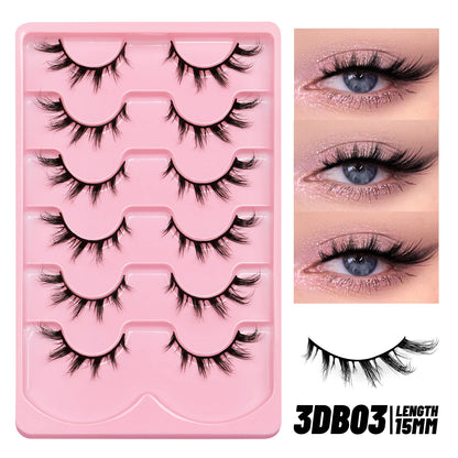 GROINNEYA Manga Lashes, 3D Fluffy Cross Wispy Cat Eye, Natural Extension Look