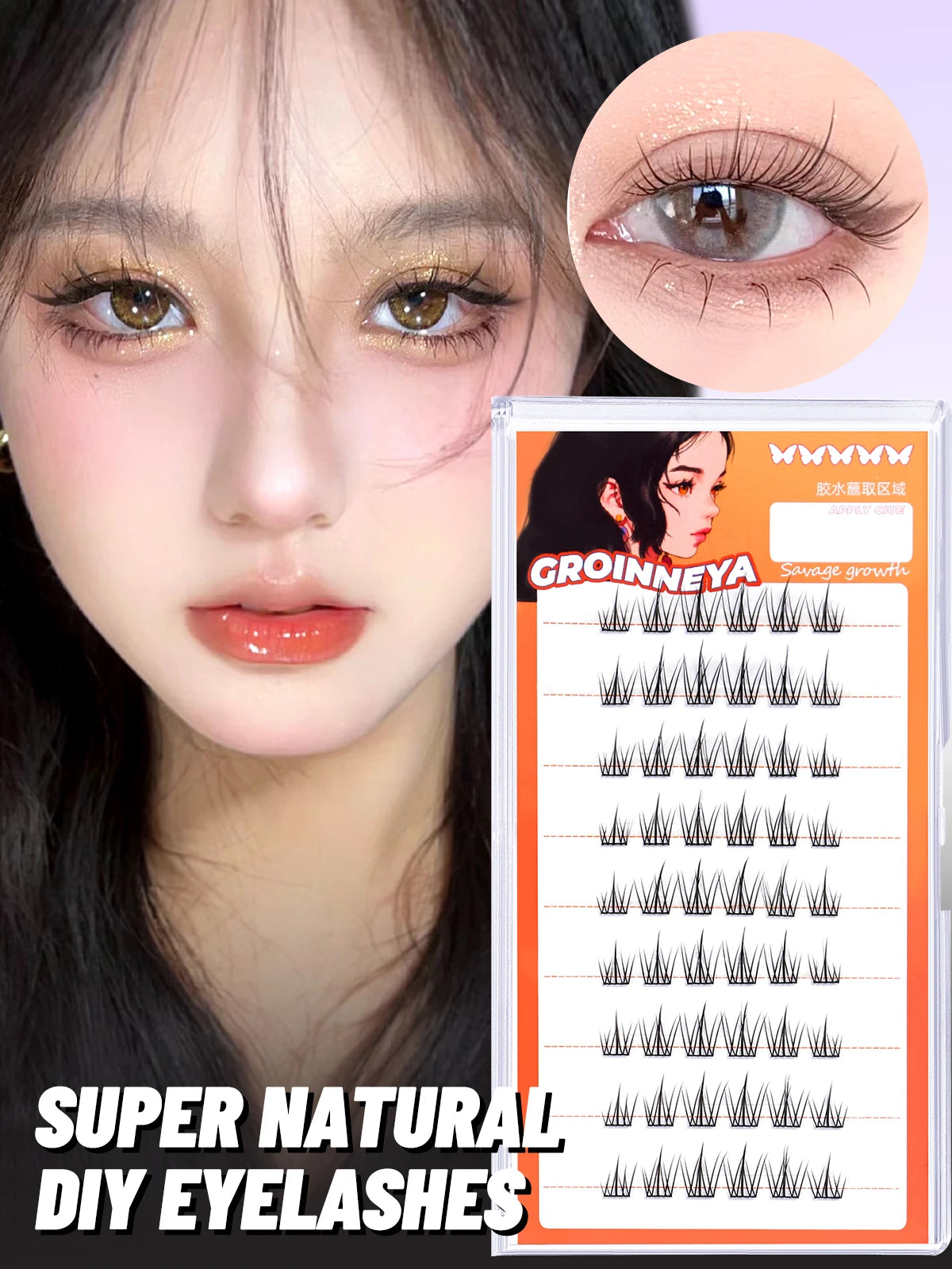 GROINNEYA DIY Manga Cluster Lashes, Anime Effect, Natural Look, Large Capacity