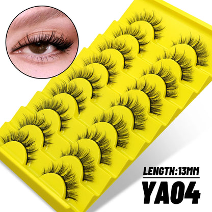 GROINNEYA 5/10 Pairs Natural False Eyelashes, Manga 3D Faux Mink, Soft Winged, Realistic Extensions