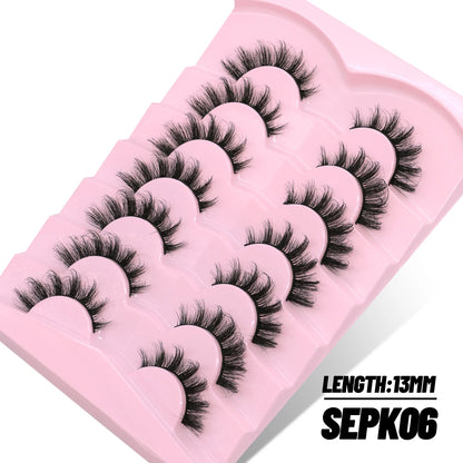 GROINNEYA Cat Eye Fluffy Lashes, Faux Mink, Long 5/7 Pairs, Dramatic Volume Lashes, Extension Makeup