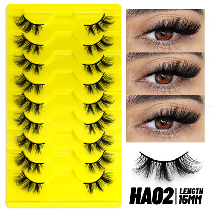 GROINNEYA Half Lashes, 5/7/10 Pairs, Soft Natural Cat Eye, Fluffy Faux Cils, Eyelash Extensions