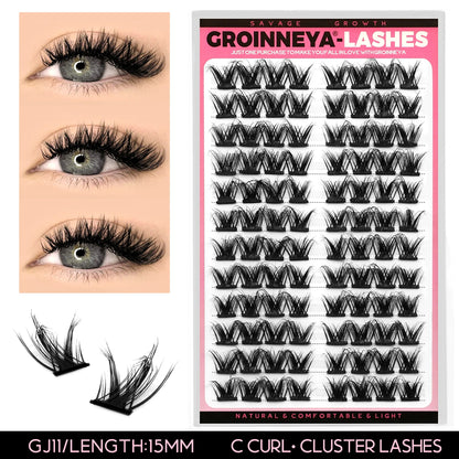 GROINNEYA Cluster Lashes Cat Eye Lashes Individual Lashes Natural Look Mixed Tray DIY Eyelash Extension Volume Lash Clusters