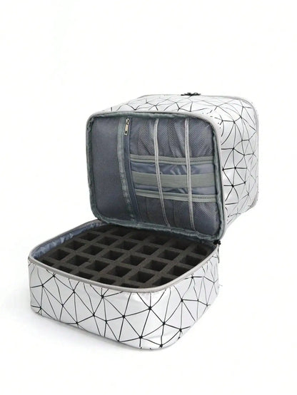 Women's Double-Layer Nail Polish Storage Bag - Portable Organizer & Travel Essential