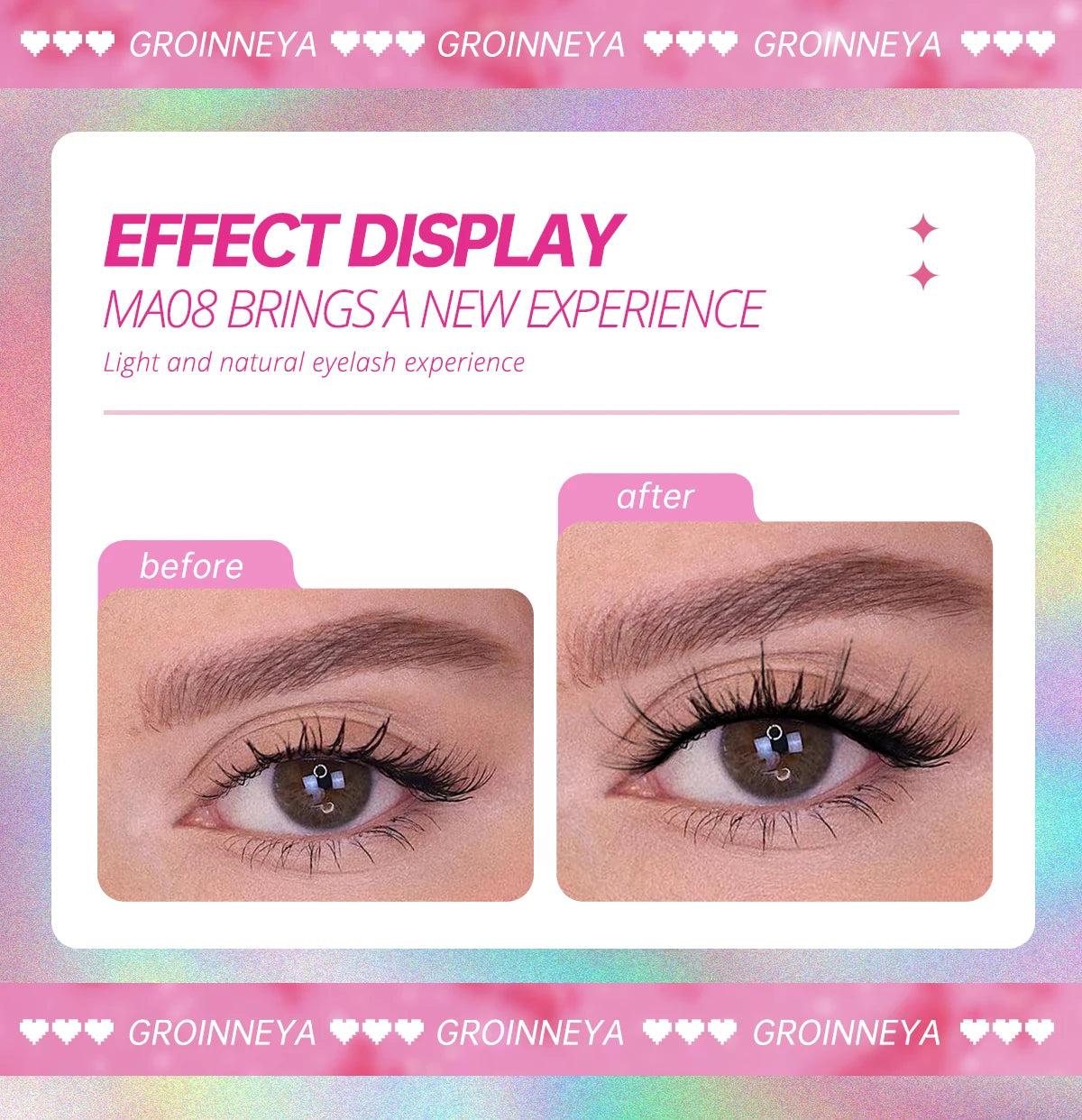 GROINNEYA 5/7 Pairs 3D Fluffy Manga Lashes, Wispy Natural Extension Look