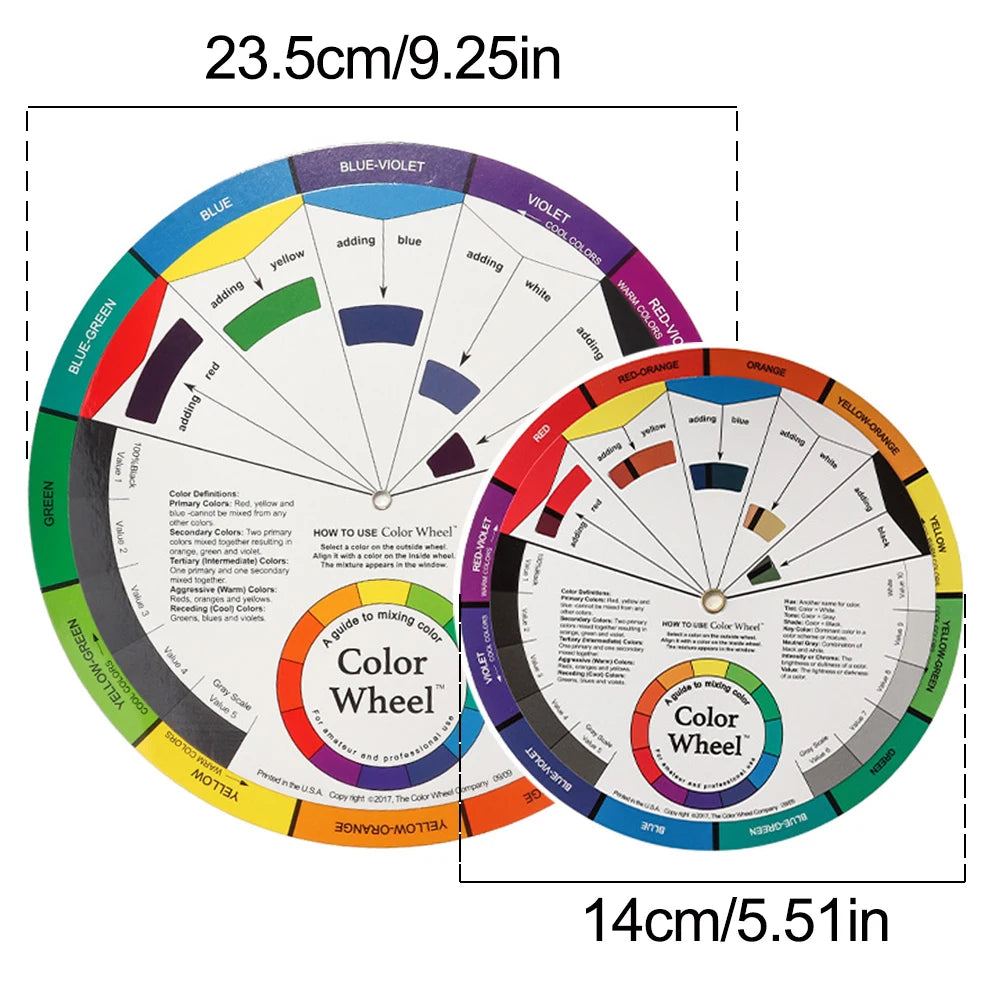 12-Color Tattoo Color Wheel Card - Three-Tier Mixing Guide with Rotating Central Circle