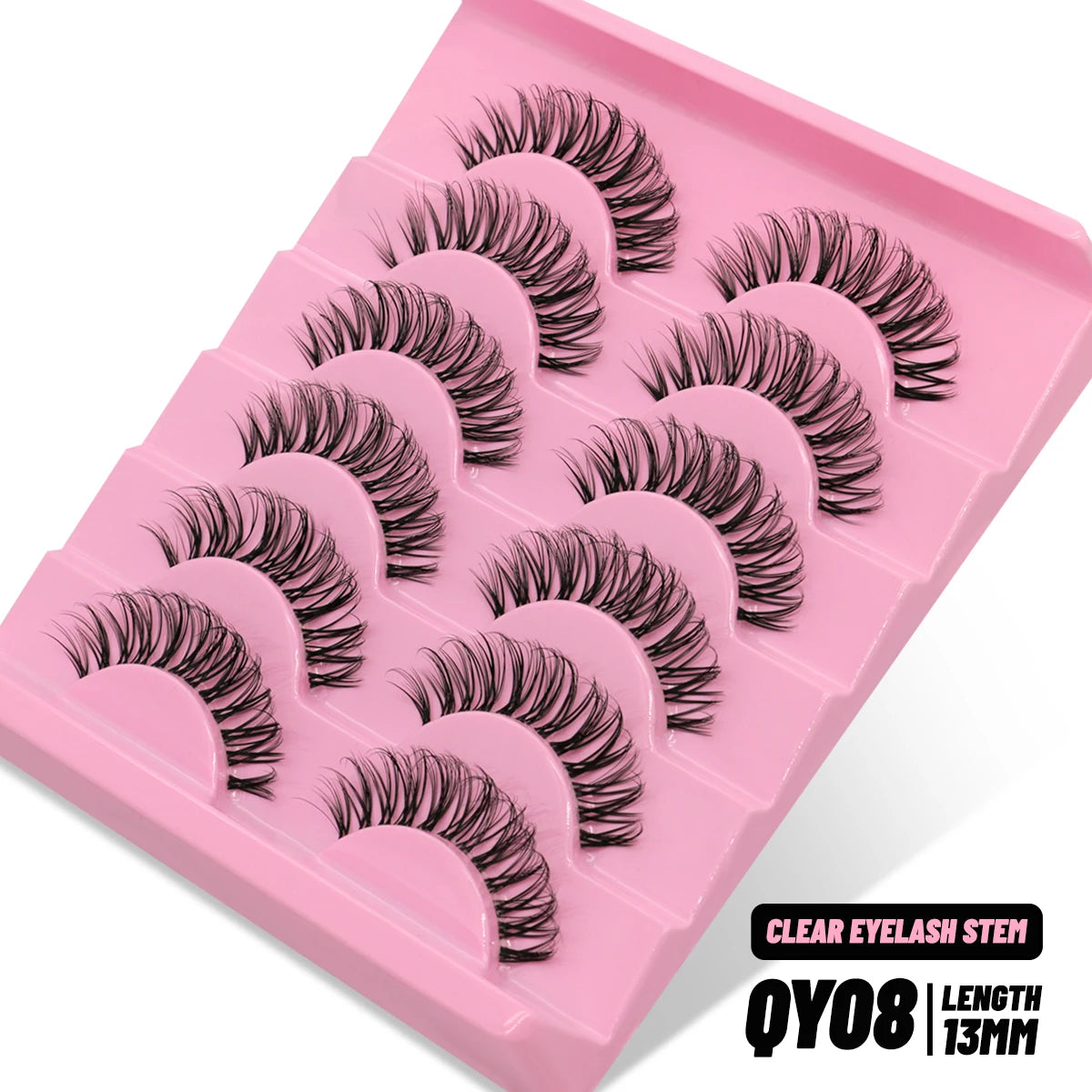 GROINNEYA Cat eye Lashes 5/6 pairs Clear Band Lashes Natural Look 6D Wispy Eyelashes False Lashes Eyelashs Extension