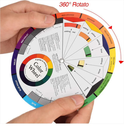 12-Color Tattoo Color Wheel Card - Three-Tier Mixing Guide with Rotating Central Circle