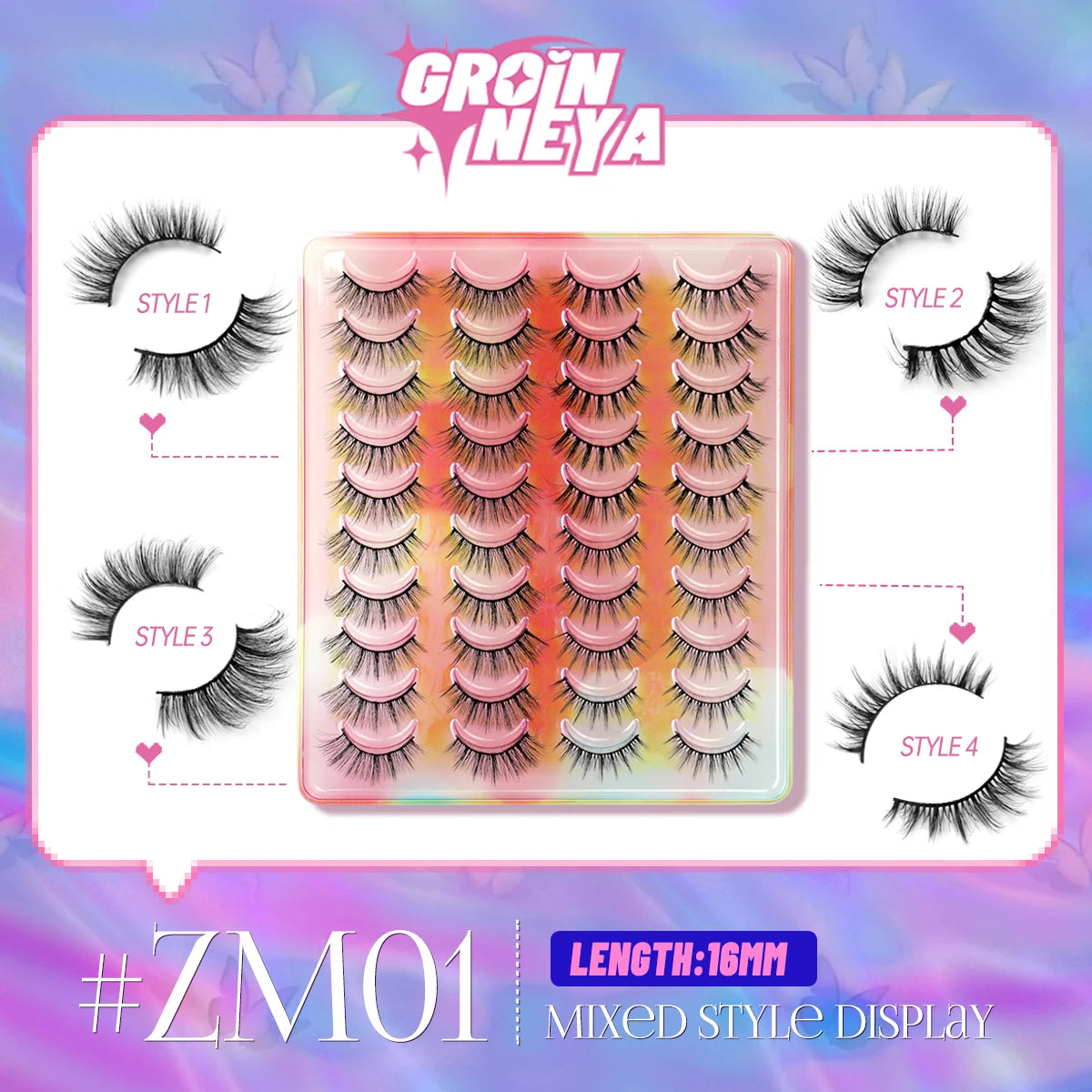 GROINNEYA 5/7/20 Pairs 3D Manga Lashes, Y2K Winged Cat Eye, Natural Extension Look