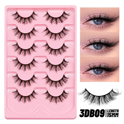 GROINNEYA Manga Lashes, 3D Fluffy Cross Wispy Cat Eye, Natural Extension Look