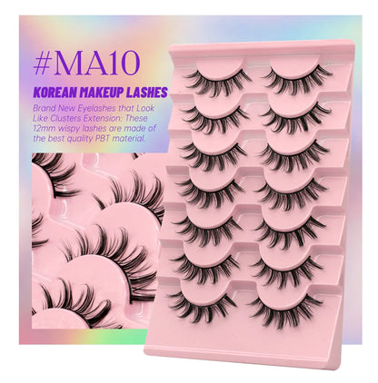 GROINNEYA 5/7 Pairs 3D Fluffy Manga Lashes, Wispy Natural Extension Look