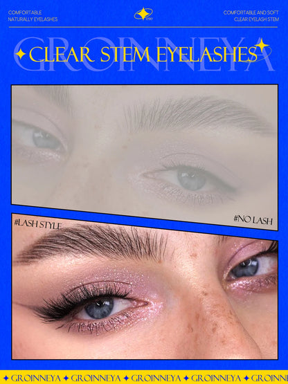 GROINNEYA Half Cat Eye Lashes, Soft Natural Clear Band, Faux Mink, Wispy Mink Eyelashes