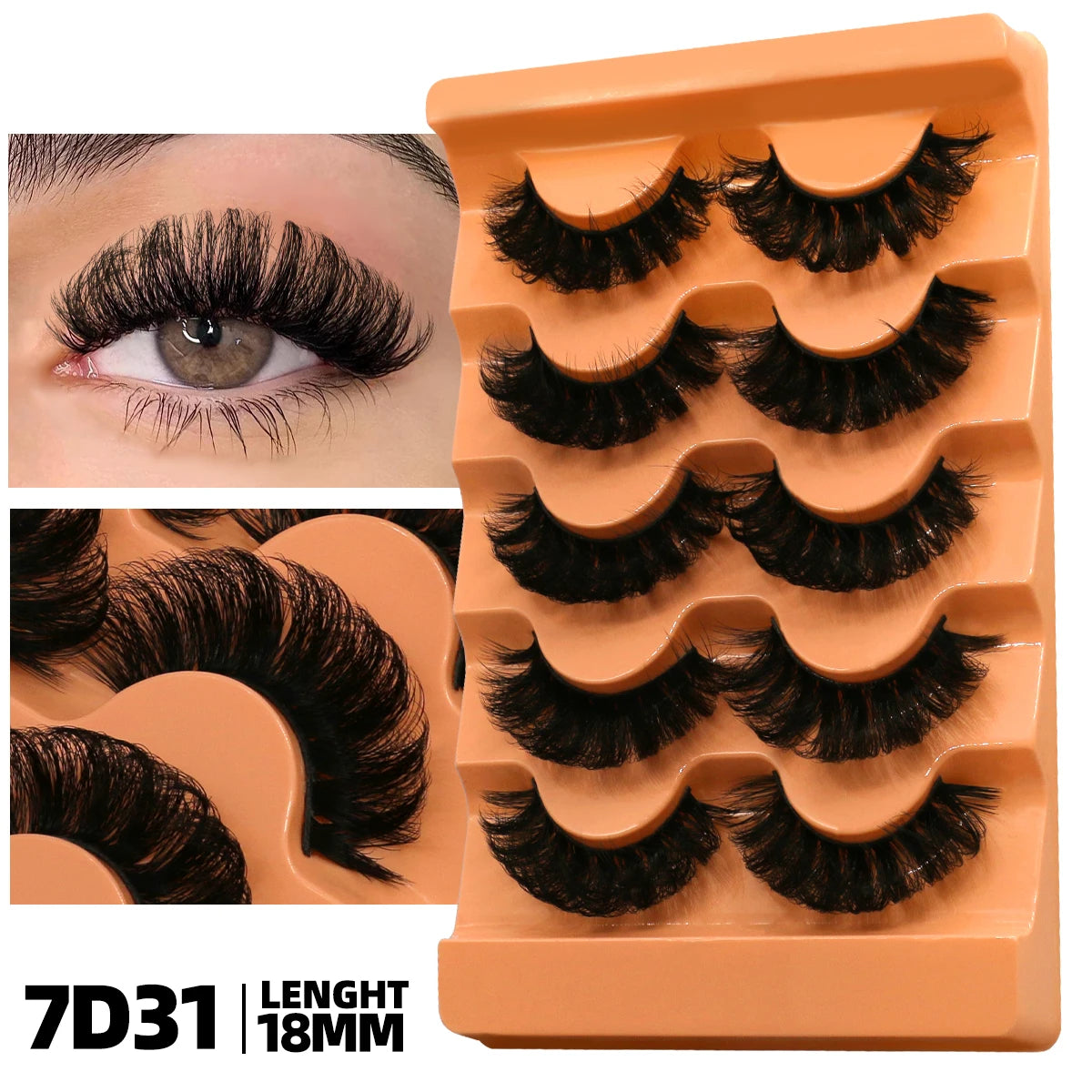 GROINNEYA Fluffy 8D Volume Mink Eyelashes, Soft Dramatic Wispy Lashes, Makeup Faux Cils