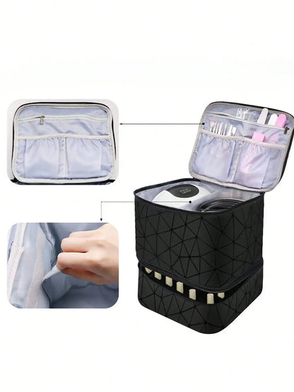 Women's Double-Layer Nail Polish Storage Bag - Portable Organizer & Travel Essential