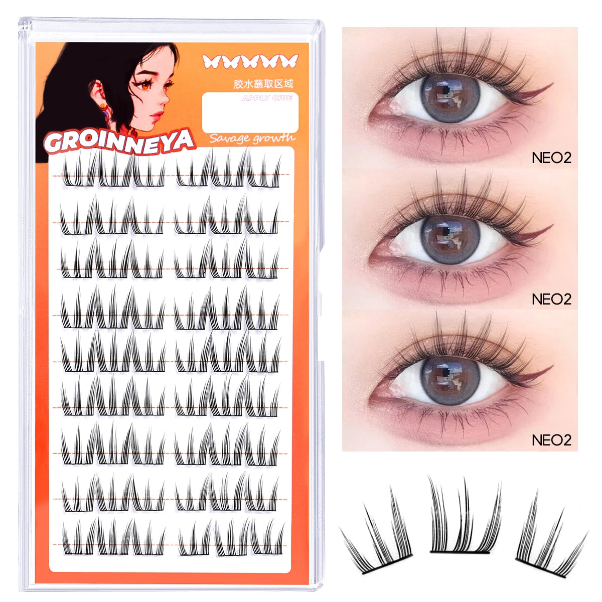 GROINNEYA DIY Manga Cluster Lashes, Anime Effect, Natural Look, Large Capacity