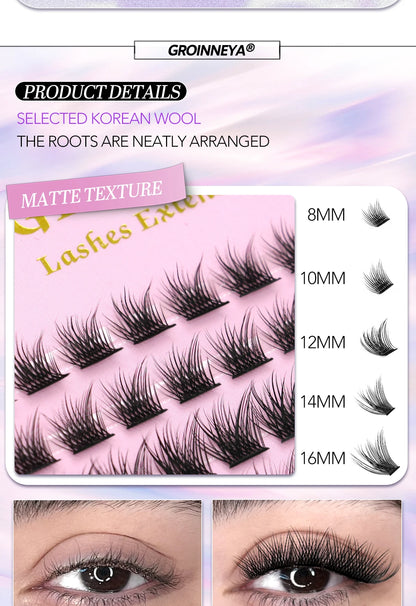 GROINNEYA Lash Clusters Kit, Waterproof Strong Hold, DIY Lash Extensions, Bond & Seal, Tweezers