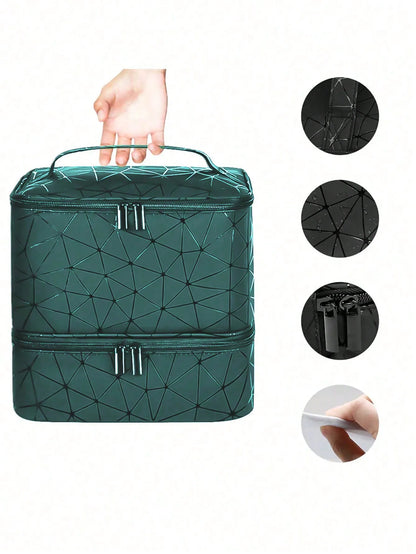 Women's Double-Layer Nail Polish Storage Bag - Portable Organizer & Travel Essential