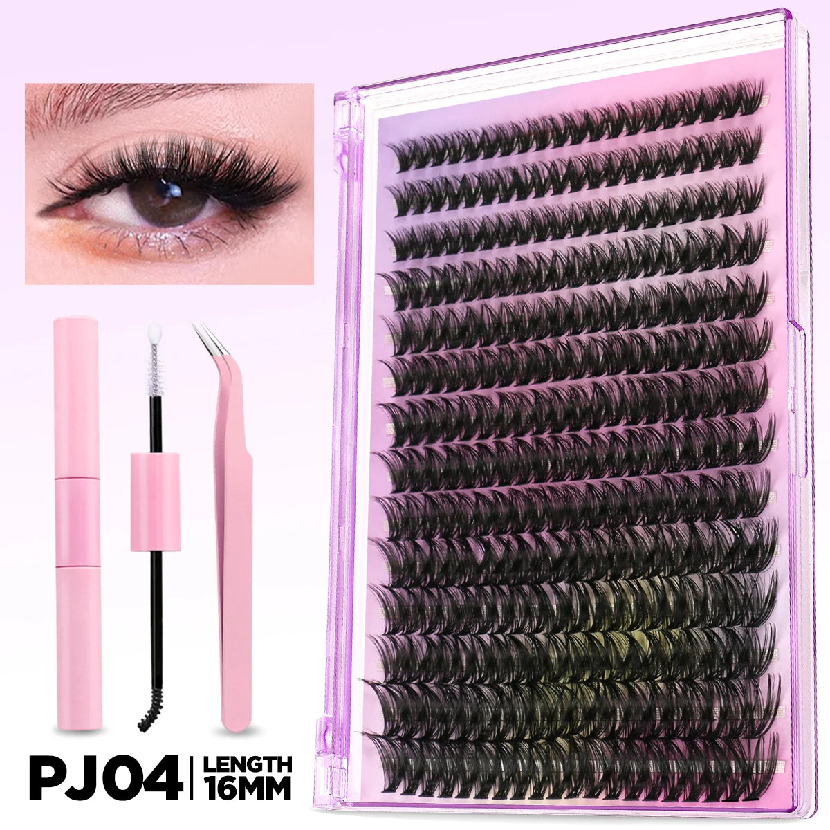 GROINNEYA Lash Clusters Kit DIY Lash Extension Kit Individual Lashes Cluster with Lash Bond & Seal & Remover EyeLashes Extension