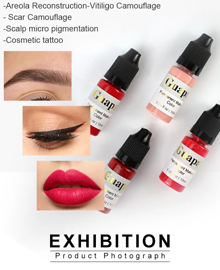 10ML Permanent Makeup Tattoo Ink for Lips, Eyebrows & Eyeliner Micro Pigment