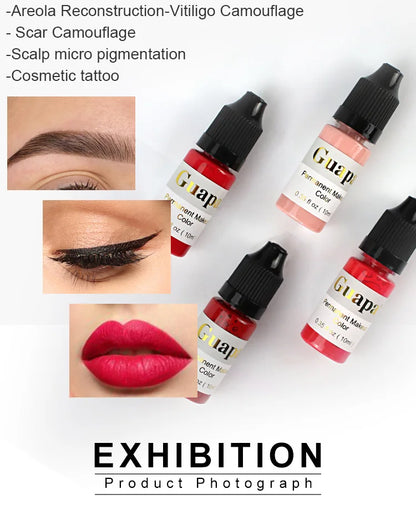 10ML Permanent Makeup Tattoo Ink for Lips, Eyebrows & Eyeliner Micro Pigment