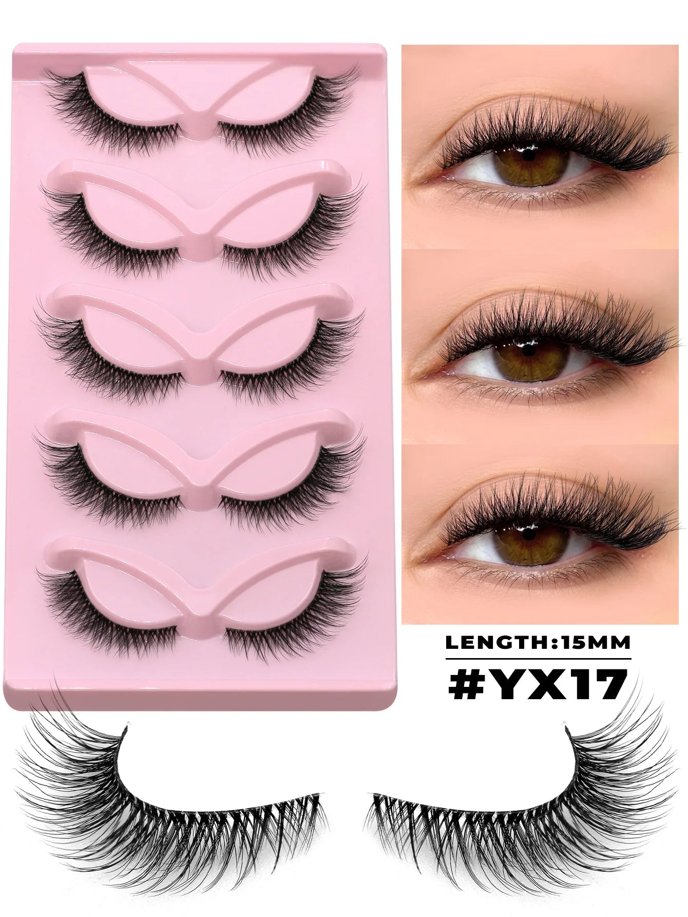 GROINNEYA Manga Faux Mink 3D Lashes, Fluffy Cross Wispy, Natural Extension Look