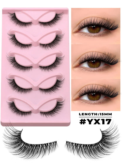 GROINNEYA Manga Faux Mink 3D Lashes, Fluffy Cross Wispy, Natural Extension Look