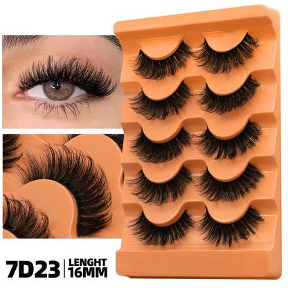 GROINNEYA Fluffy 8D Volume Mink Eyelashes, Soft Dramatic Wispy Lashes, Makeup Faux Cils