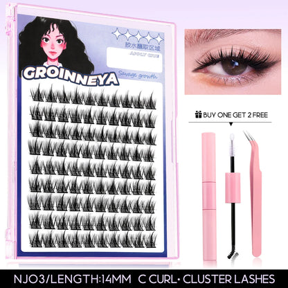 GROINNEYA Lash Clusters Kit False Eyelashes & Tools Lash Bond And Seal And Eyelash Tweezers DIY Lash Extension Kit Makeup