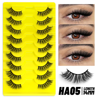 GROINNEYA Half Lashes, 5/7/10 Pairs, Soft Natural Cat Eye, Fluffy Faux Cils, Eyelash Extensions