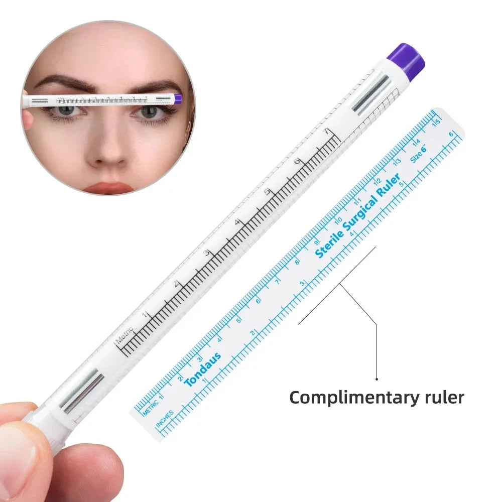 1PC Professional Sterile Skin Marker Pen - Microblading Eyebrow & Lip Ruler Tool