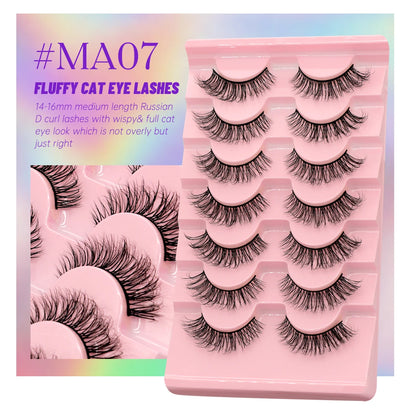 GROINNEYA 5/7 Pairs 3D Fluffy Manga Lashes, Wispy Natural Extension Look