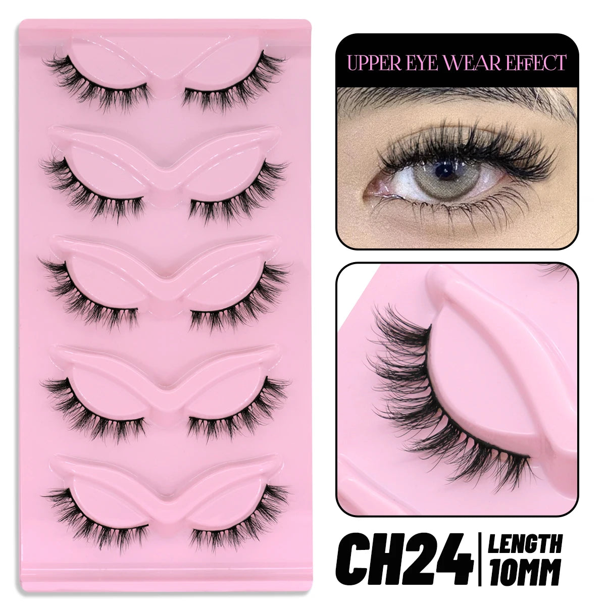 GROINNEYA Cat Eye Lashes, 5 Pairs, Wispy Faux Mink, Natural Look, Fluffy False Eyelashes